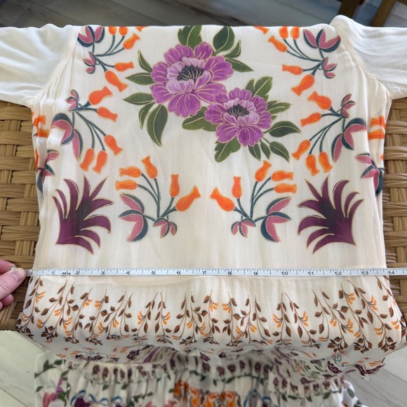 Farm Rio Winter Garden Ruffle Long Sleeve Maxi Dress Cream Floral Boho Size XS - Picture 8 of 9